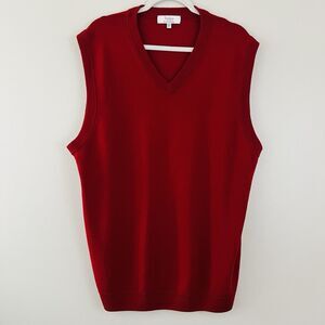 Turnbury Red Extra Fine Merino Wool Sweater Vest Mens XLT Preppy Collegiate